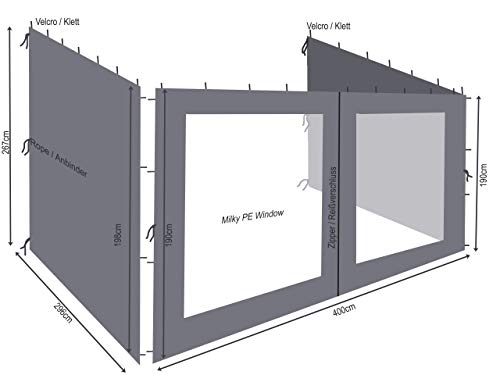 Quick Star Pergola Curtains for 3x4m Wall Tent | Anthracite Polyester
