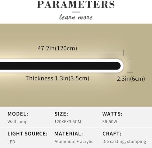 Mikeru 120CM Dimmable LED Modern Wall Light | IP65 Outdoor Long Sconce