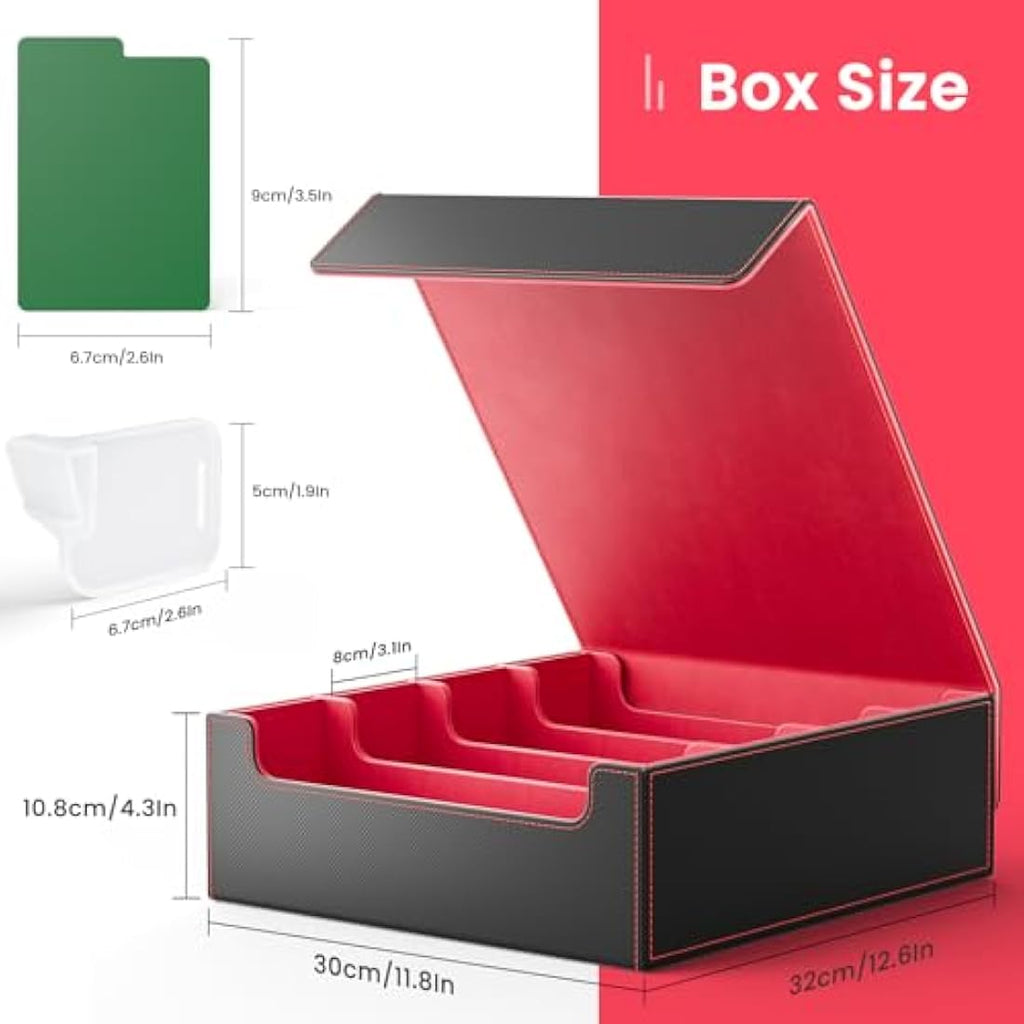 Hot Bee MTG Card Storage Box | 2400+ Deck Case PU Leather - Red