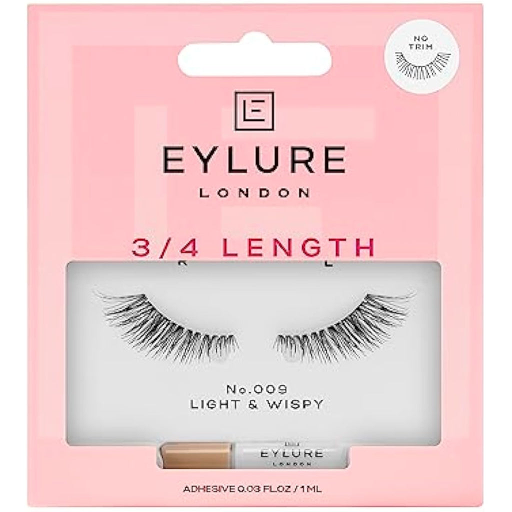 Eylure Length False Eyelashes – 009 Black Reusable Lashes with Glue