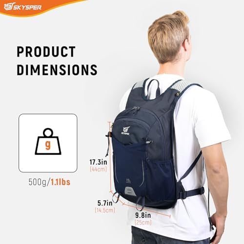 SKYSPER 15L Hiking Backpack – Lightweight Breathable Travel Daypack