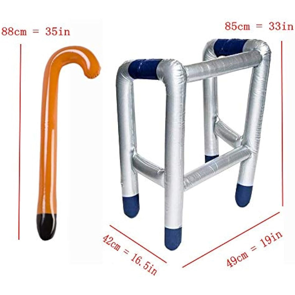 JZK Inflatable Zimmer Frame and Walking Stick Set – Funny Gag Gift