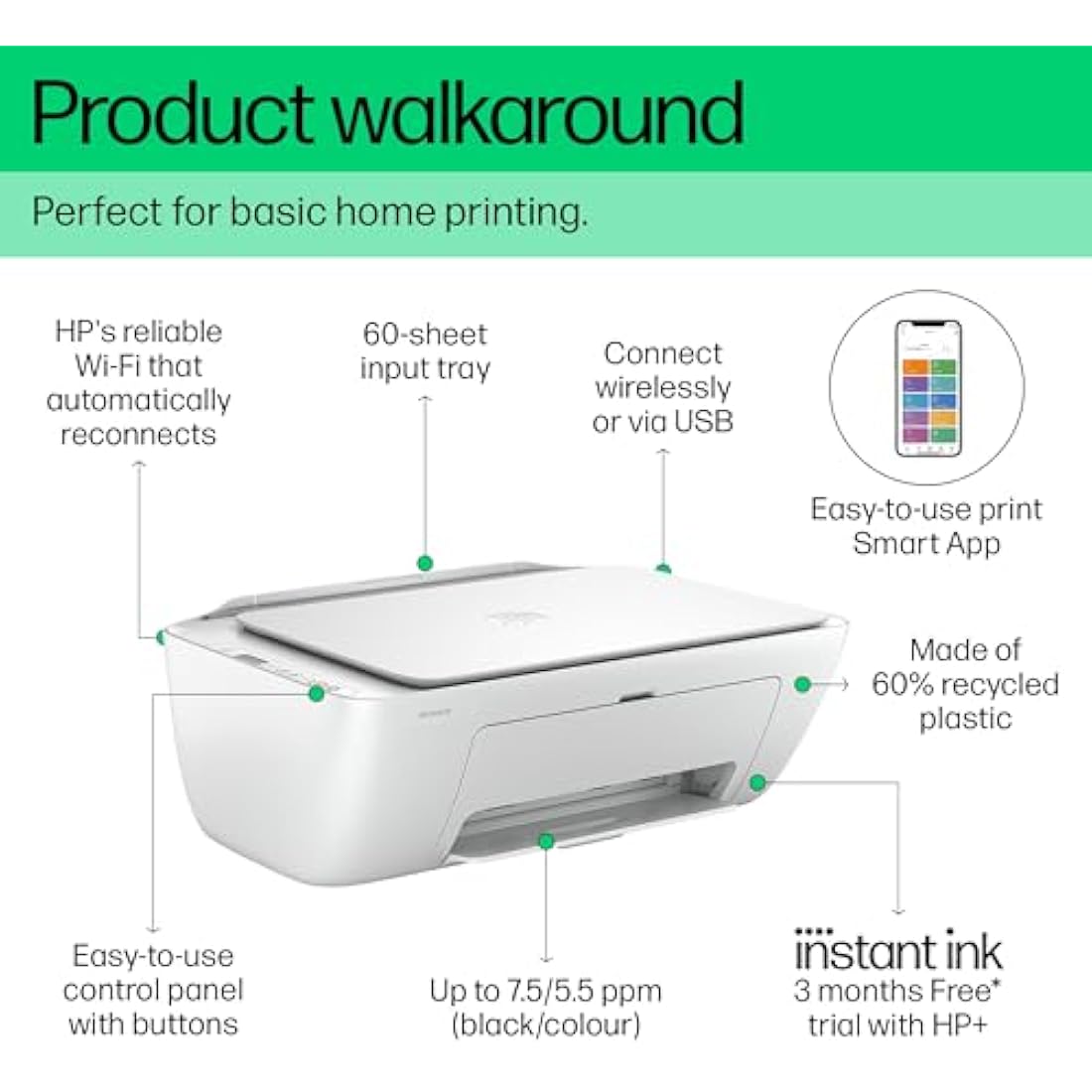 HP DeskJet 2810e All-in-One Wireless Color Printer – Print, Scan, Copy
