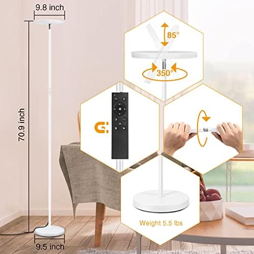 OUTON LED Floor Lamp – 30W 3000LM Modern Torchiere with Remote Control