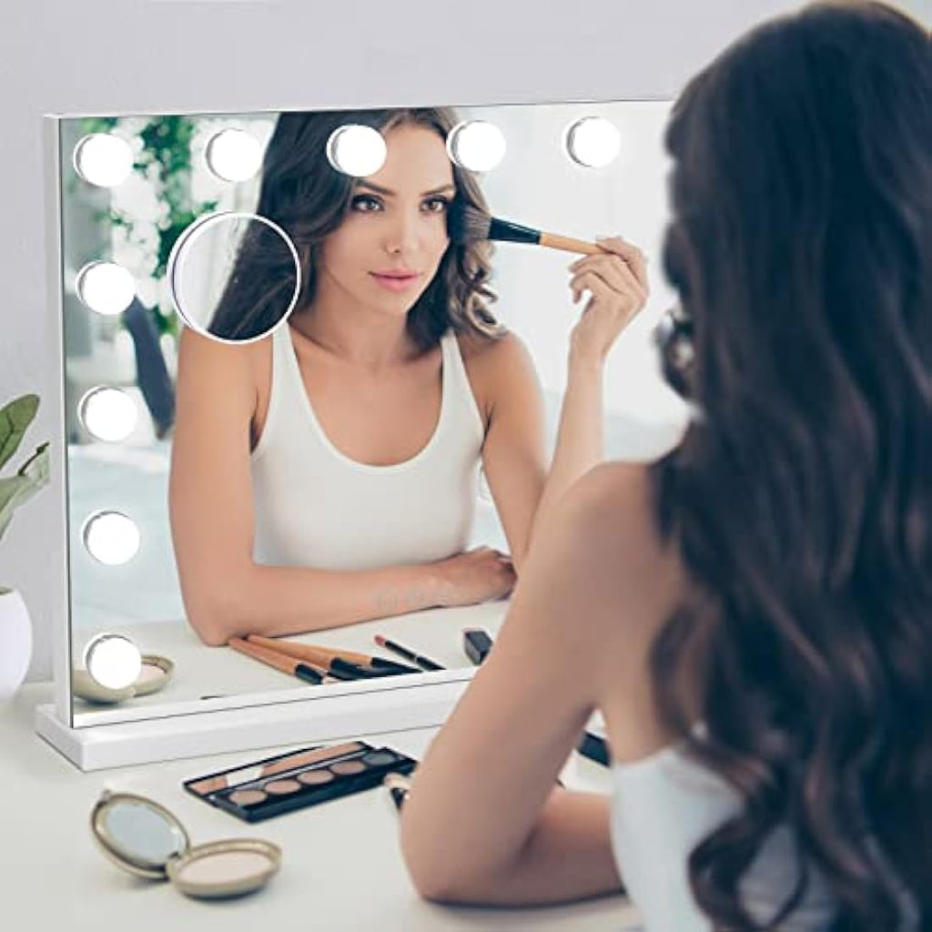 Dripex Hollywood Vanity Mirror with 14 Dimmable LED Bulbs - 50x42cm White