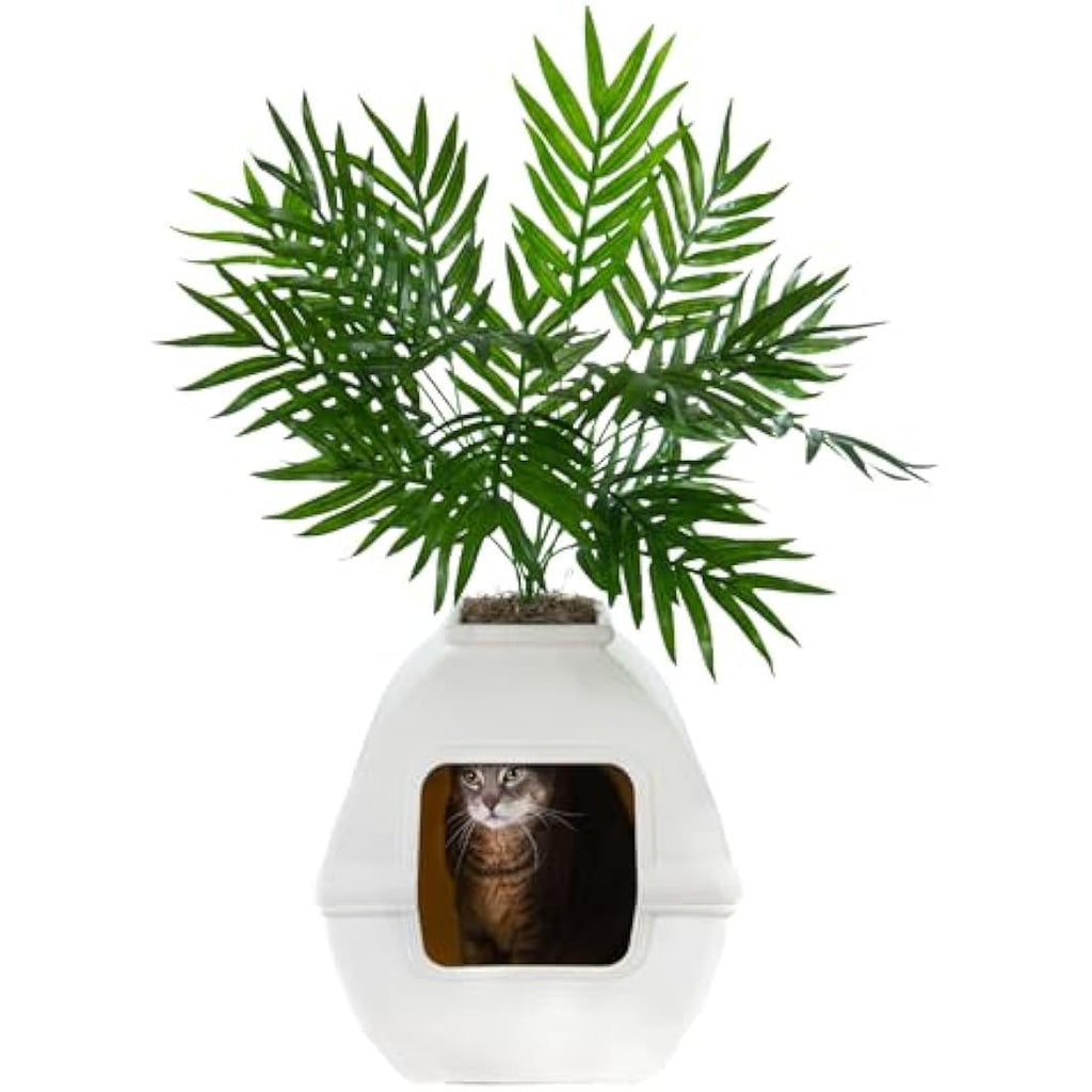 Good Pet Stuff Hidden Litter Box Planter – Enclosed Square White Birch