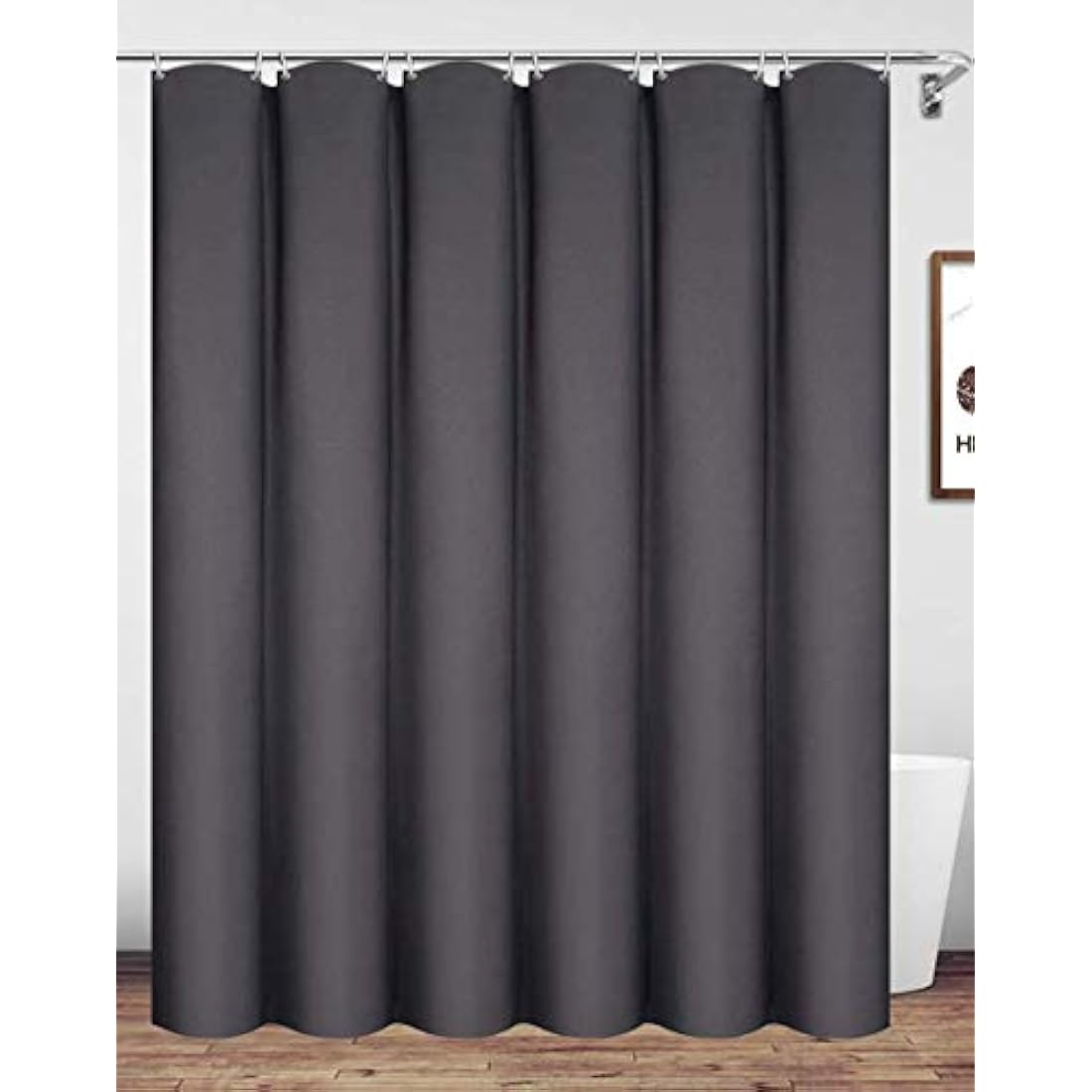 Charcoal Grey Extra Wide Waterproof Polyester Shower Curtain