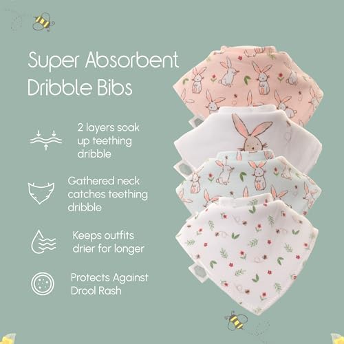 Ziggle Bandana Dribble Bibs – Cotton Front Baby Bibs for 0-24 Months