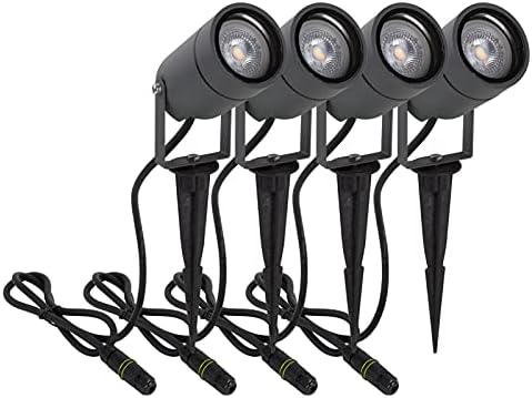 DAWALIGHT Outdoor Landscape Spike Lights – 4 Pack IP65 Aluminum Spotlights