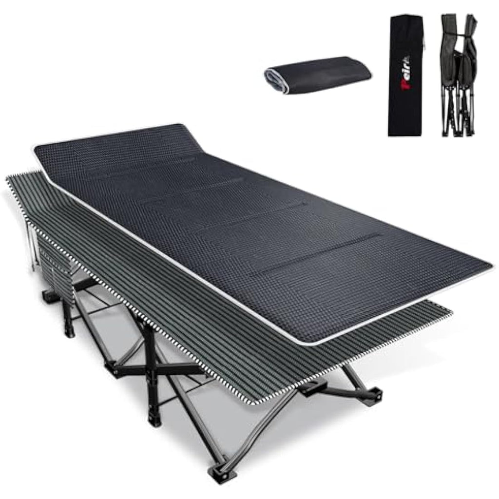 Peirhw Folding Camping Bed with Mattress | Heavy-Duty 200kg Guest Cot