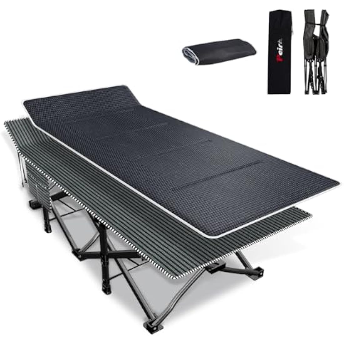 Peirhw Folding Camping Bed with Mattress | Heavy-Duty 200kg Guest Cot