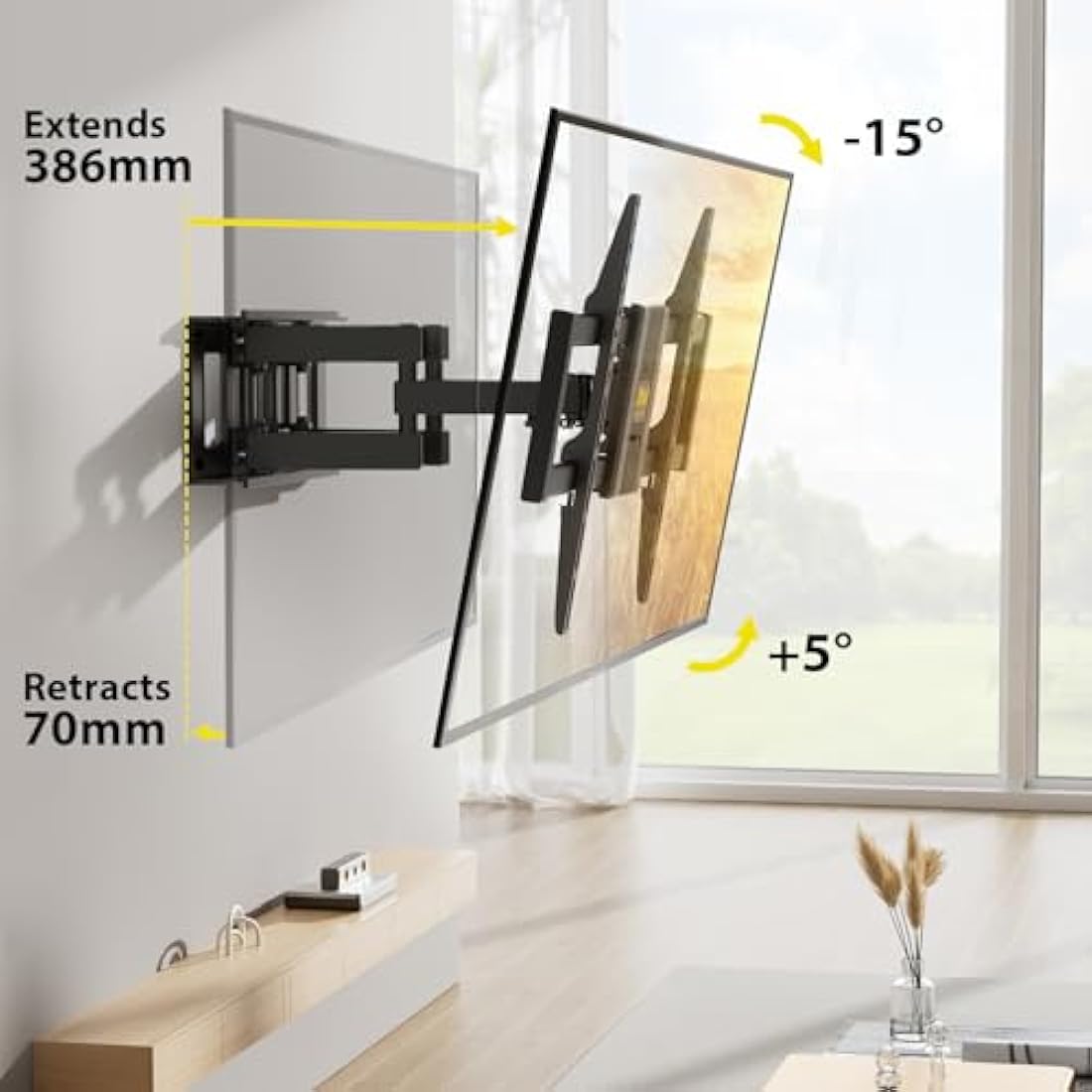 Alphamount Full Motion TV Wall Bracket for 37-75 Inch LED OLED TVs
