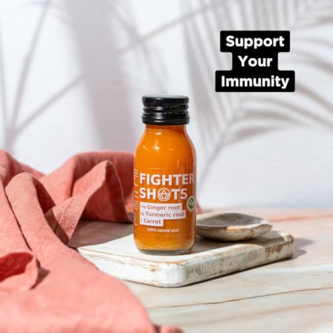 Fighter Shots Ginger Turmeric Immune Support Shots - Vegan (12 x 60ml)