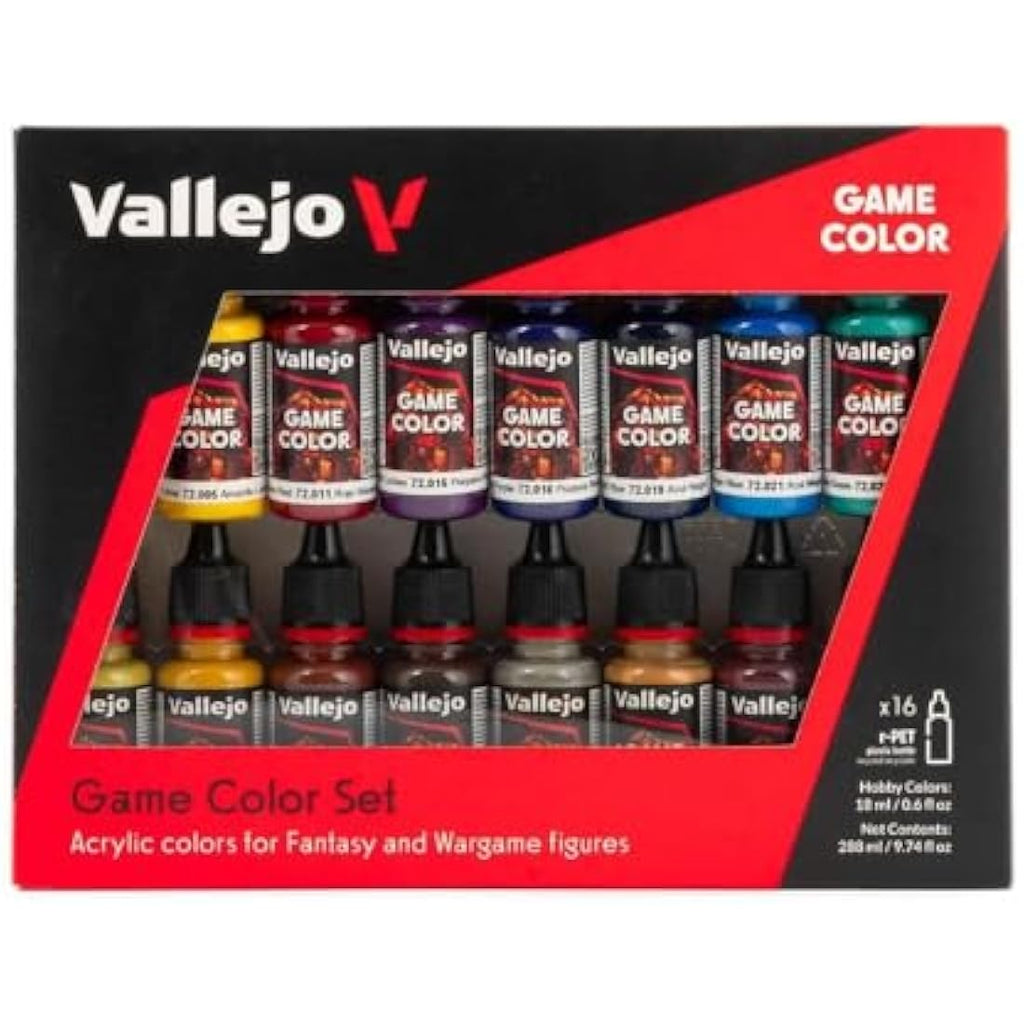 Vallejo Game Color Advanced Acrylic Paint Set - 16 Assorted Colors