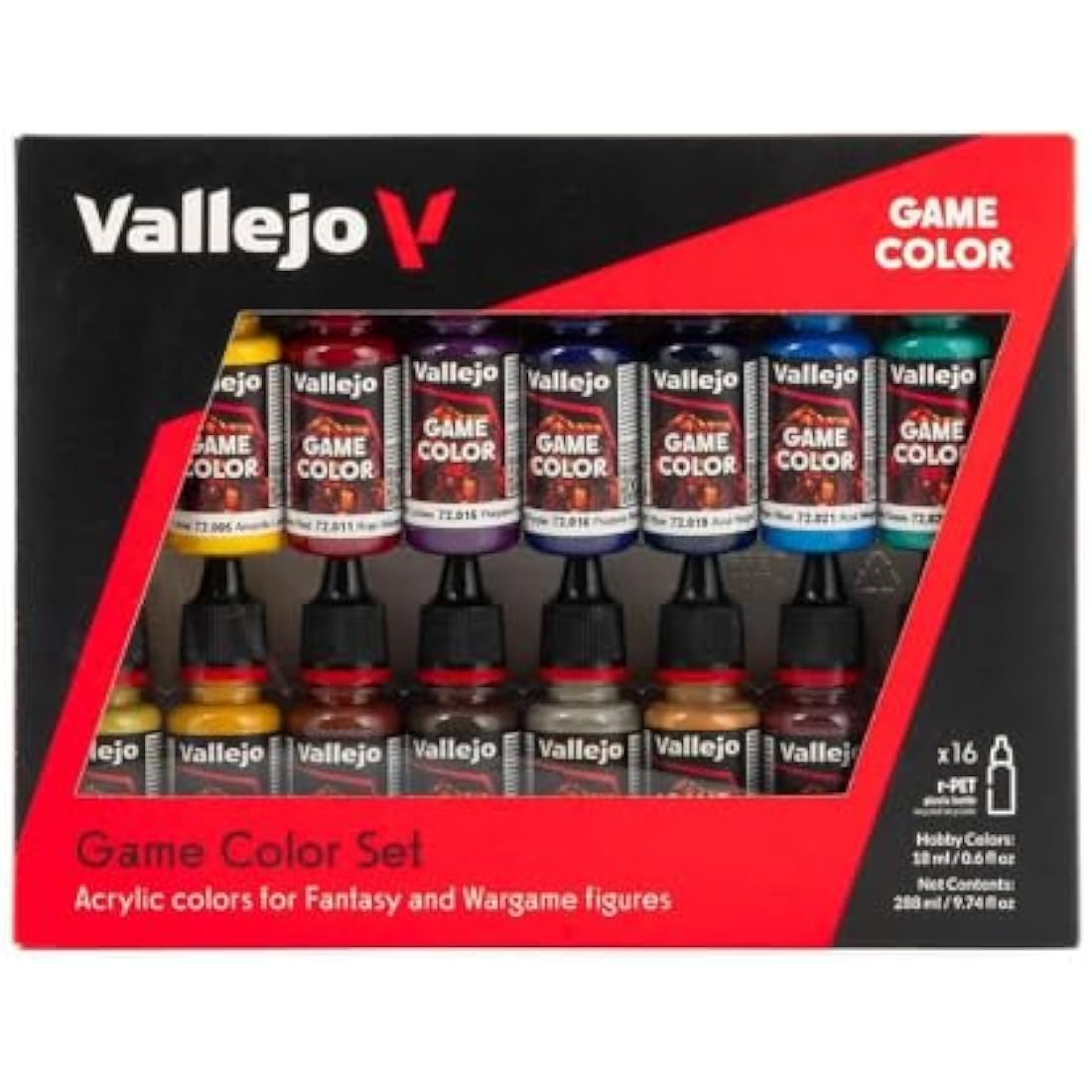 Vallejo Game Color Advanced Acrylic Paint Set - 16 Assorted Colors