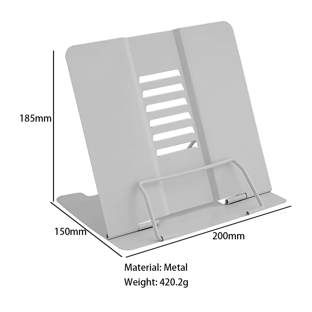 Book Stand, Multifunctional Metal Book Holder for Reading Grey