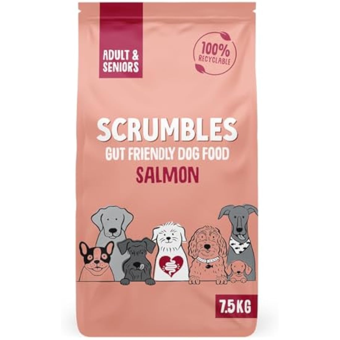 Scrumbles Grain Free Salmon Dry Dog Food for Sensitive Digestion – 7.5kg