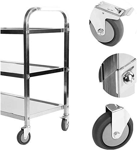 uyoyous 3-Tier Stainless Steel Serving Trolley with Brakes - 220lb Capacity