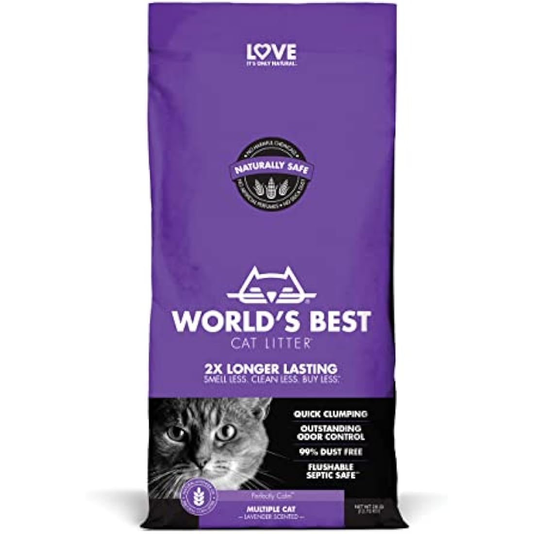 World's Best Cat Litter Lavender Scented Clumping Corn Litter, 28lb