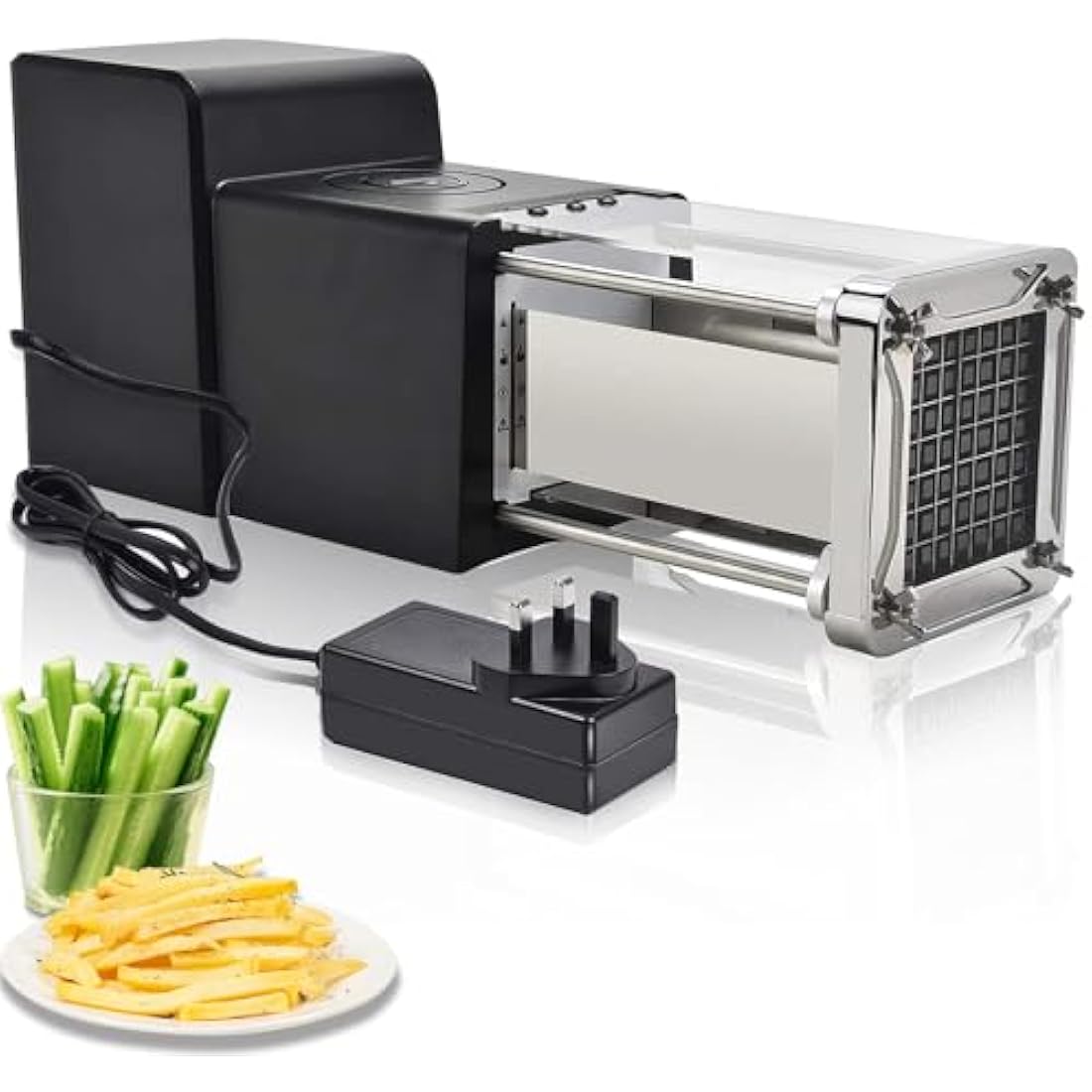 Sopito Electric French Fry Cutter | Stainless Steel Potato Chipper, 1/2" Blade