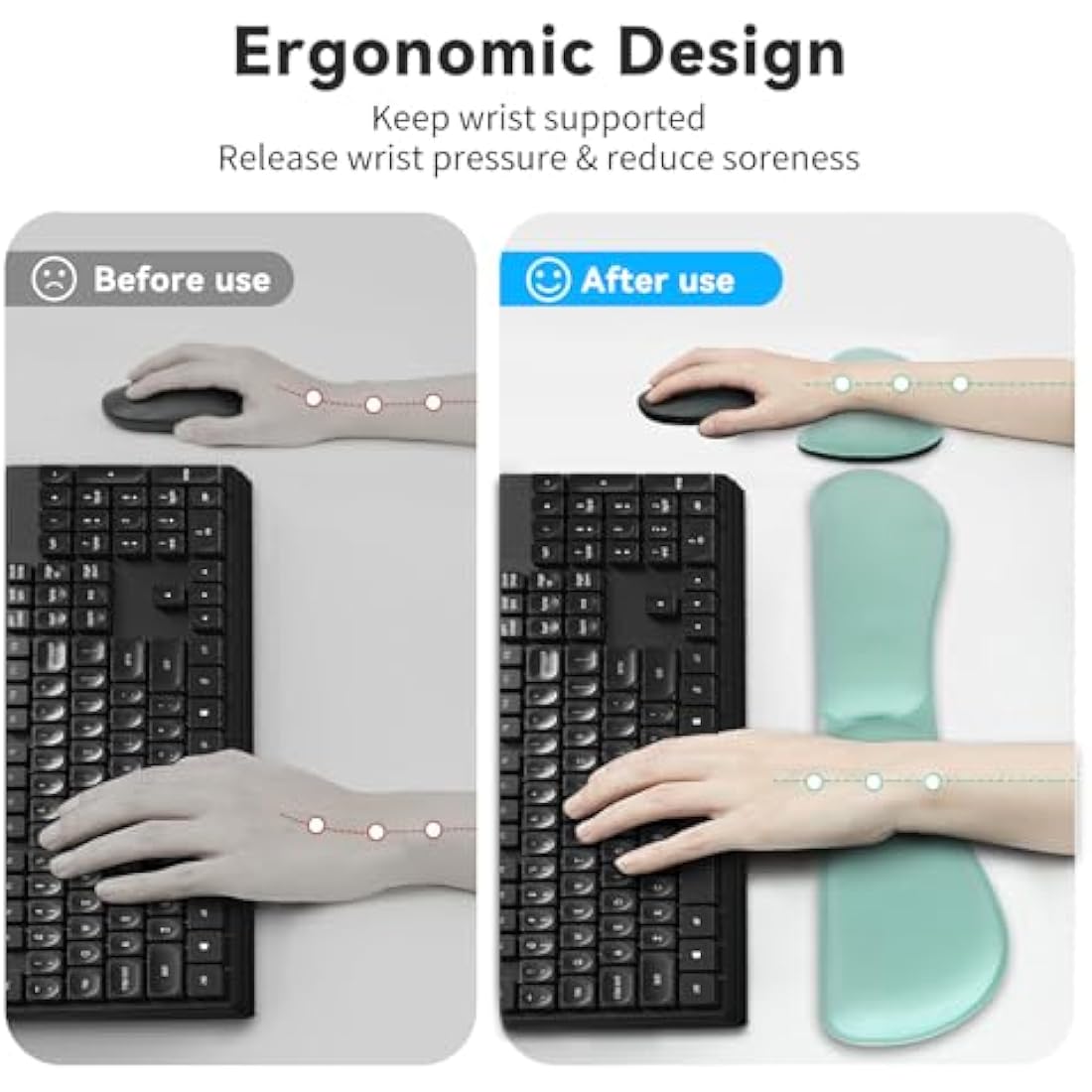Jolof Store Keyboard and Mouse Wrist Rest Set – Ergonomic Memory Foam