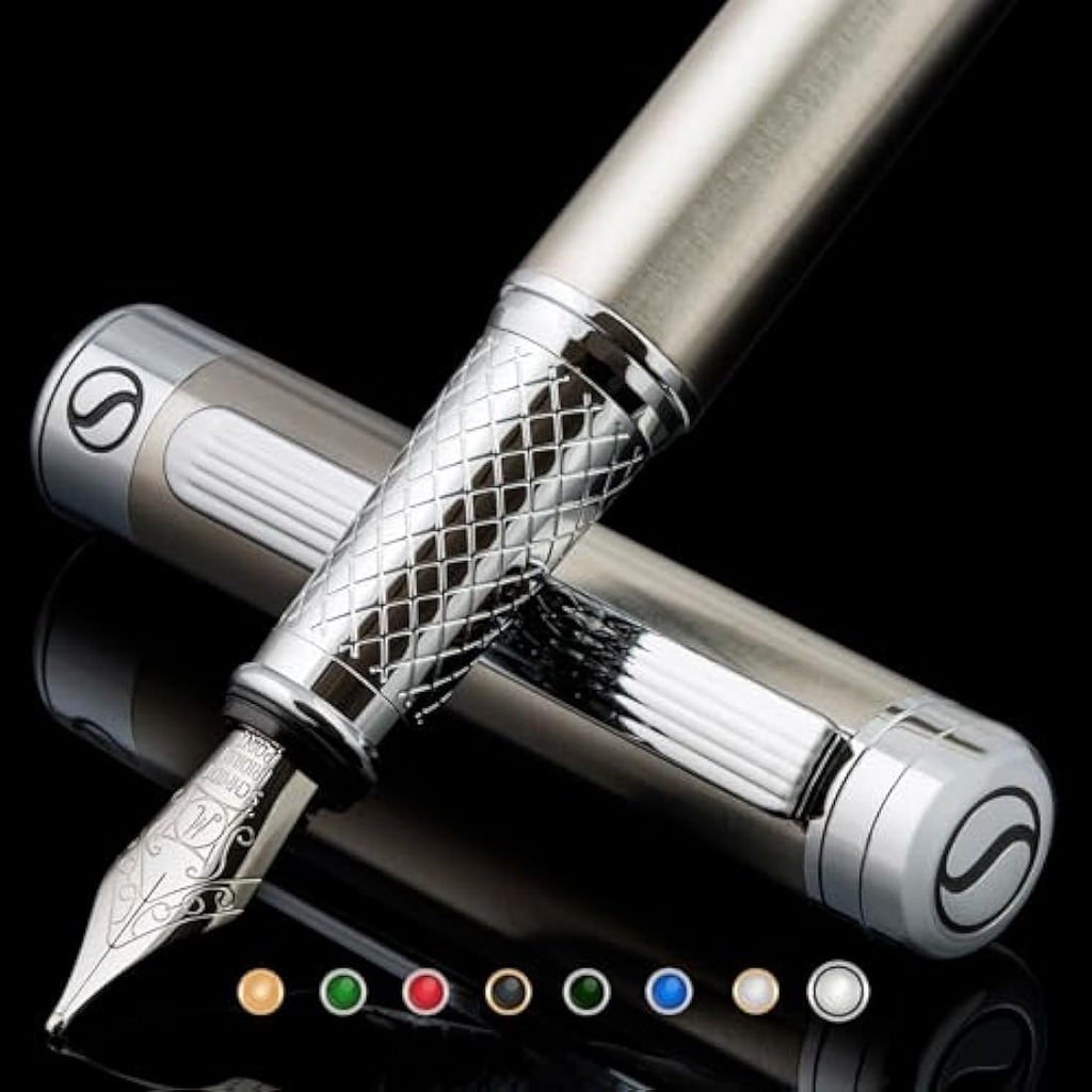 Scriveiner Stainless Steel Fountain Pen – Medium Schmidt Nib Luxury Pen