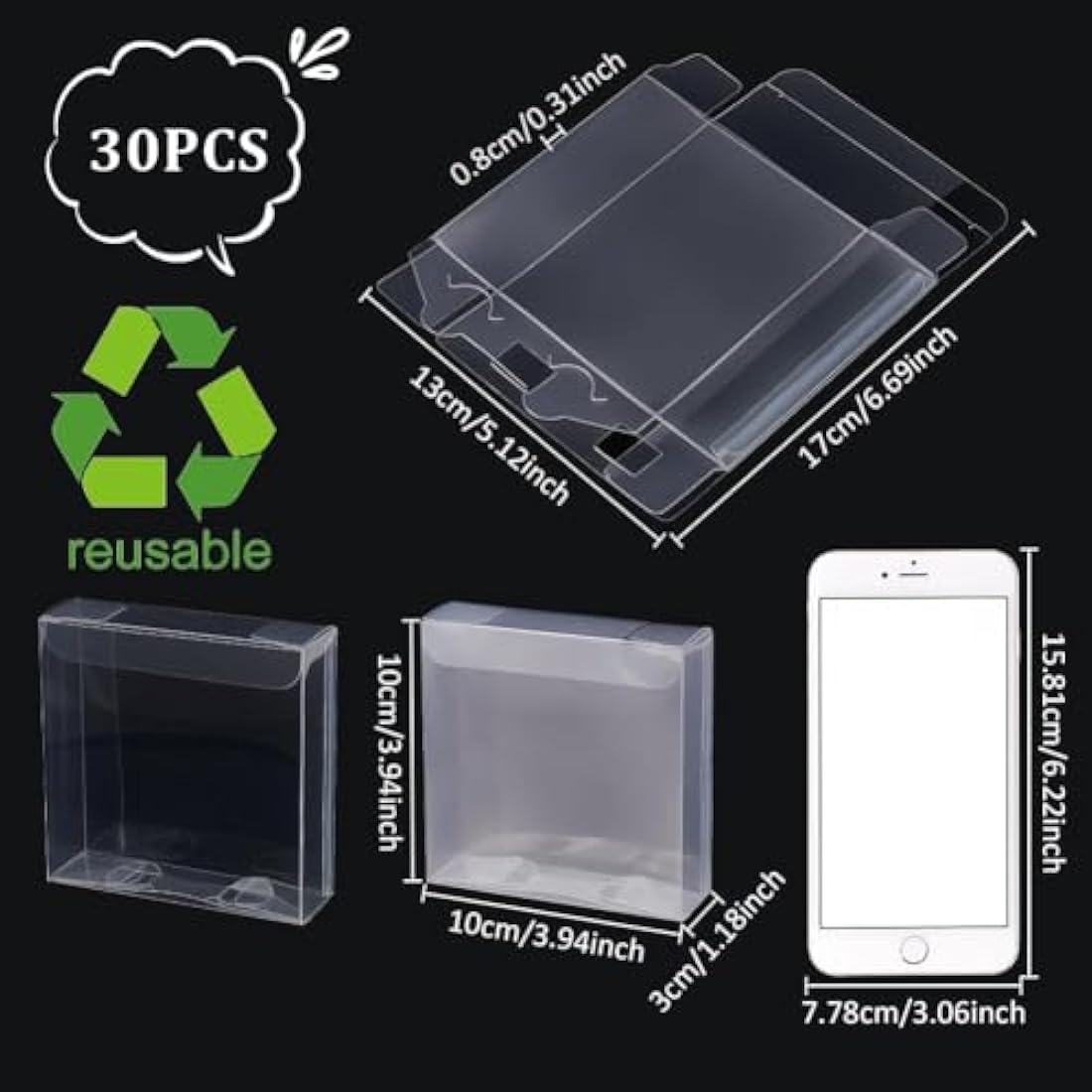BENECREAT 30PCS Clear PVC Wedding Favor Boxes – 10x10x3cm Gift Boxes