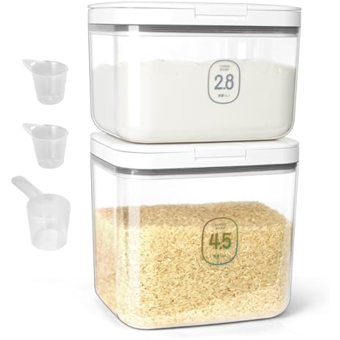 ZgoEC Airtight Rice and Flour Storage Container Set - 2.8L & 4.5L BPA-Free