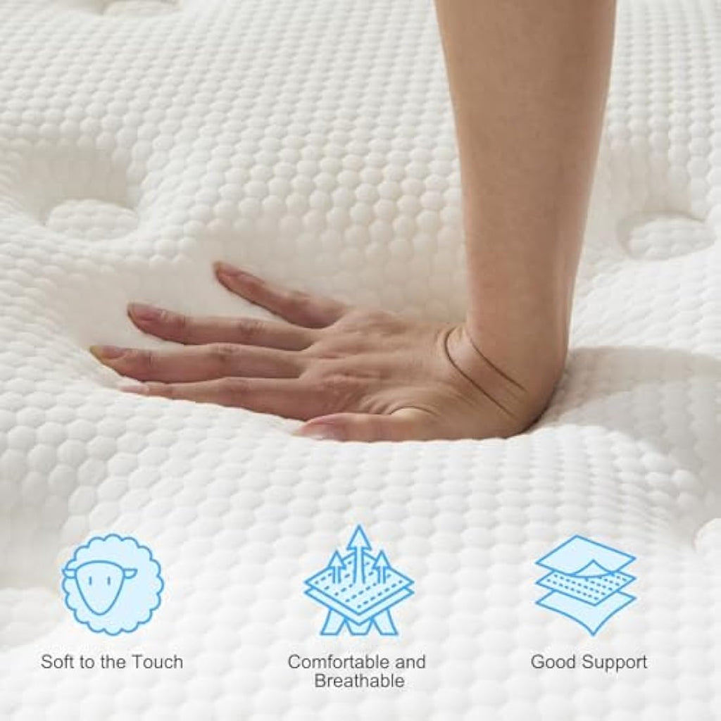 Hiimgo Double Pocket Sprung Mattress | Medium Firm Memory Foam Box