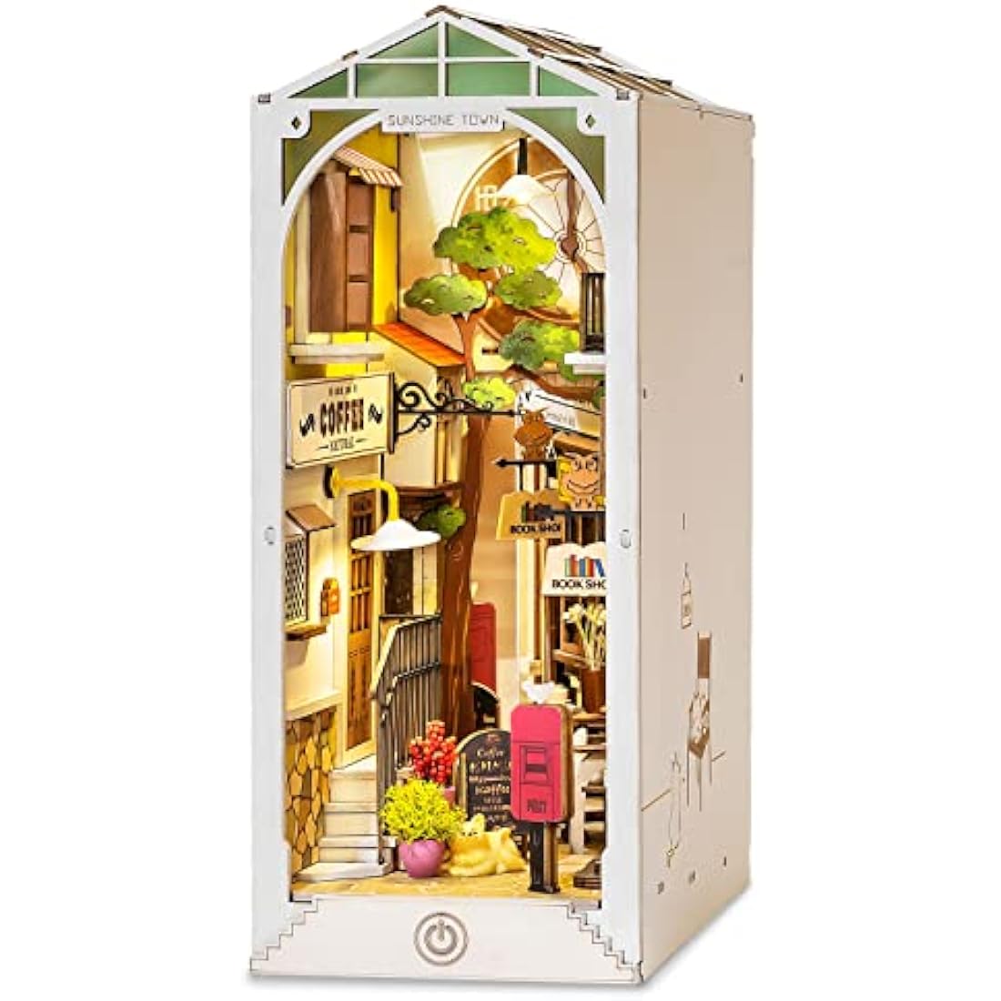 Robotime Sunshine Town DIY Book Nook Kit - Wooden Miniature Dollhouse