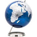 Exerz 25cm World Globe – Metallic Blue Desk Decor with Stainless Steel Ring