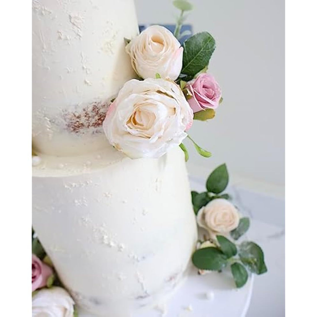 Jolof Store – 12-Piece Artificial Silk Rose Bouquet for Cake Decor