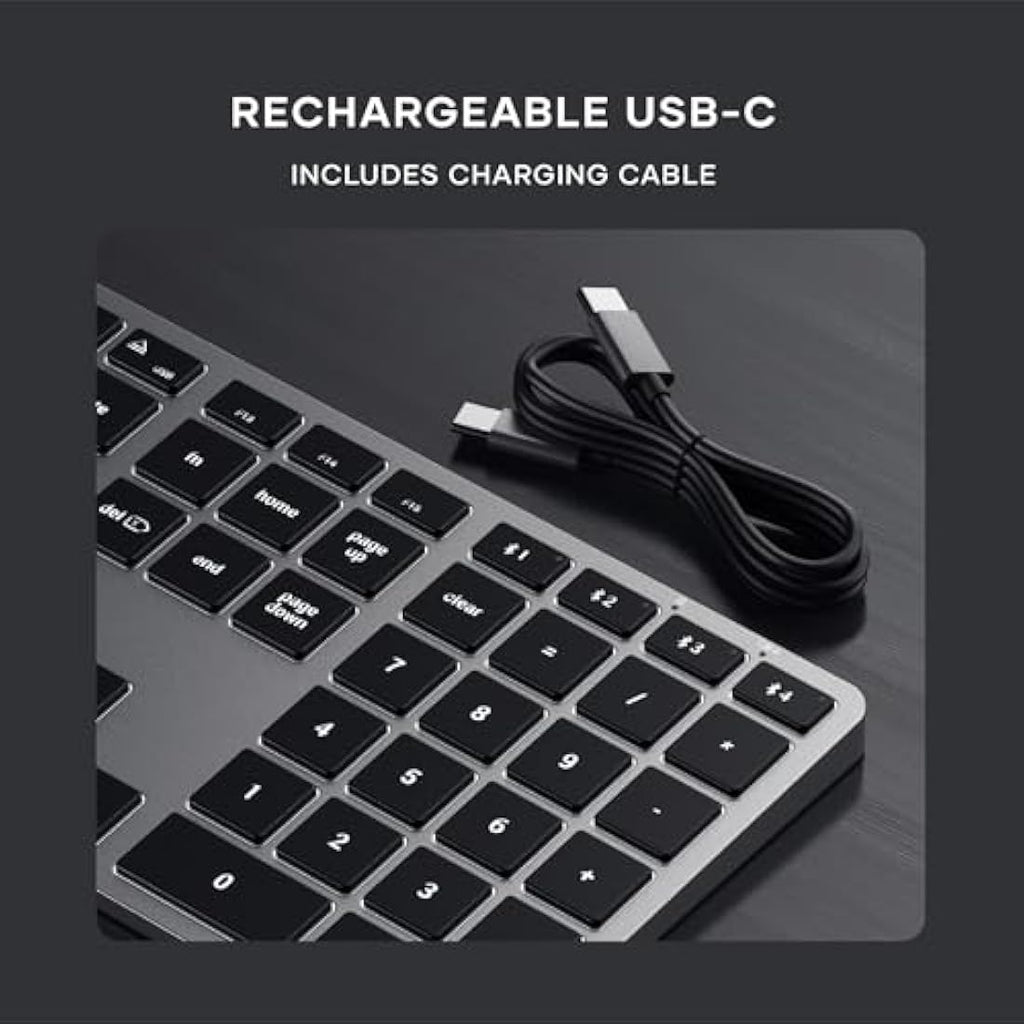 Satechi Slim X3 Bluetooth Backlit Keyboard with Numeric Keypad - Space Grey