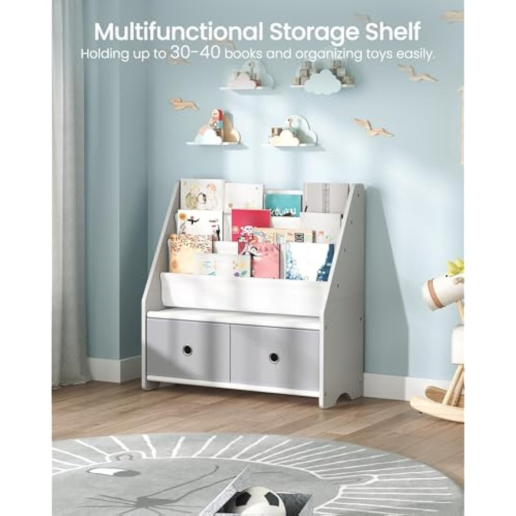 Kids Bookshelf – 4 Tier Children's Bookcase with Toy Storage