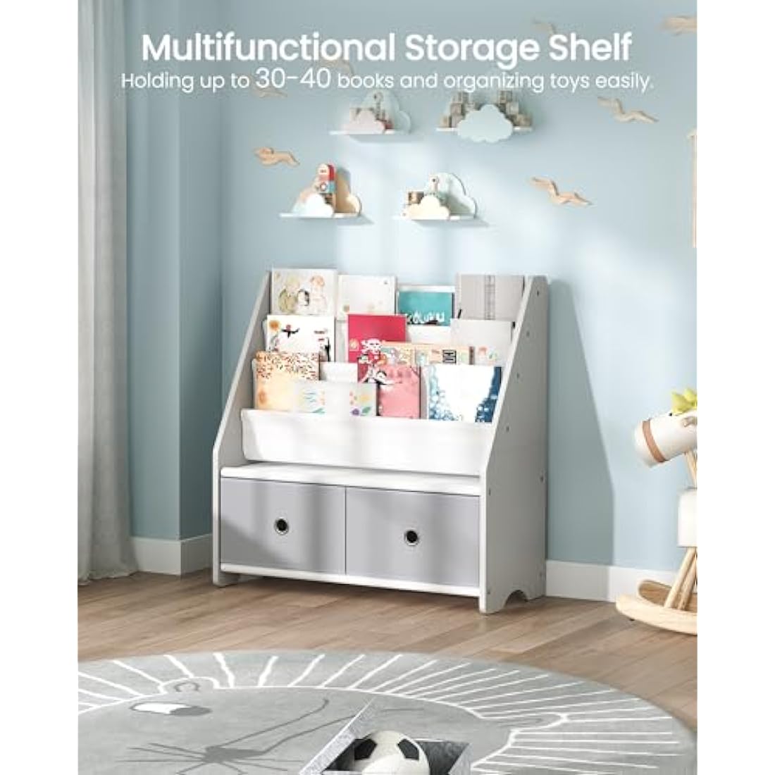 Kids Bookshelf – 4 Tier Children's Bookcase with Toy Storage