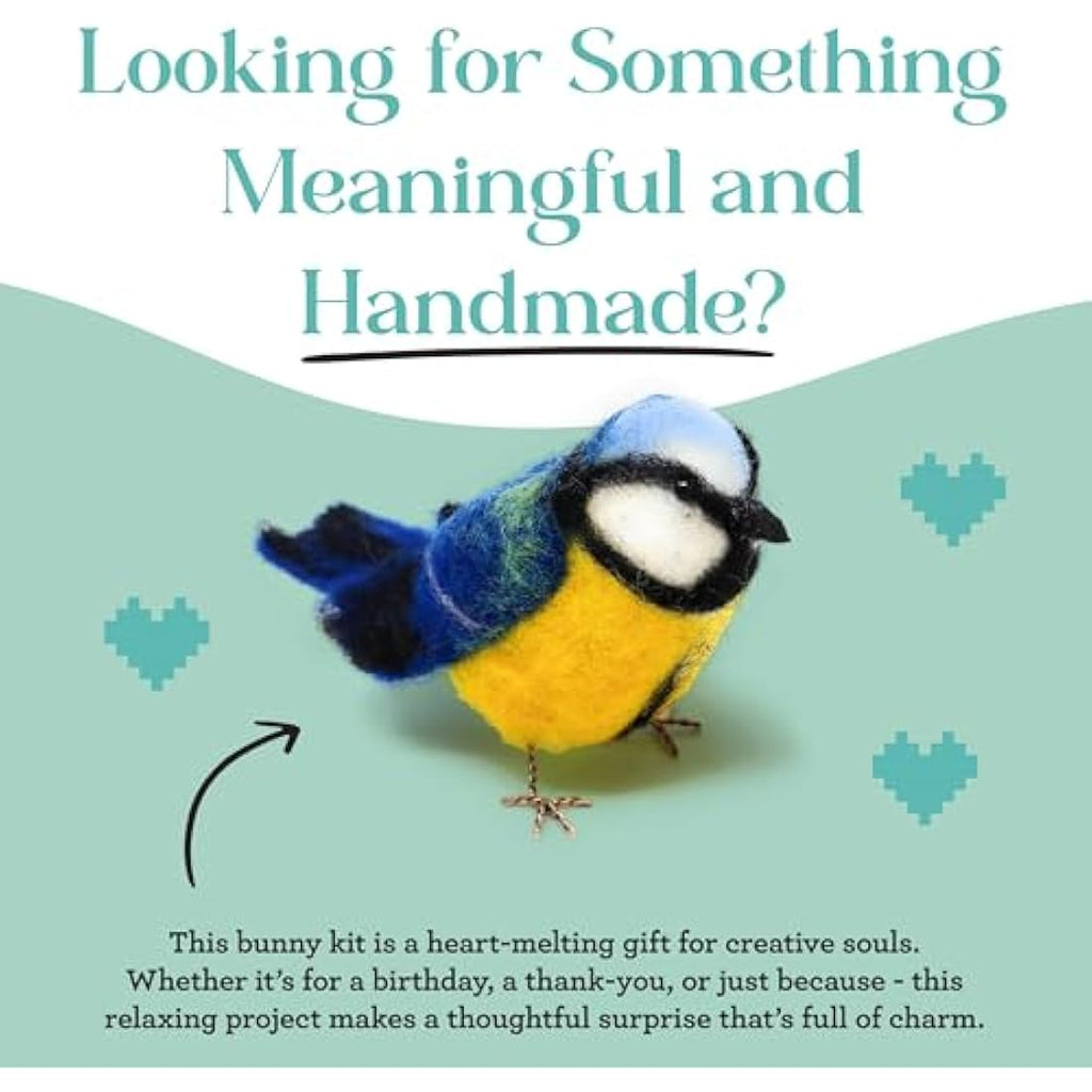 The Crafty Kit Company Blue Tit Needle Felting Kit - 100% Wool DIY