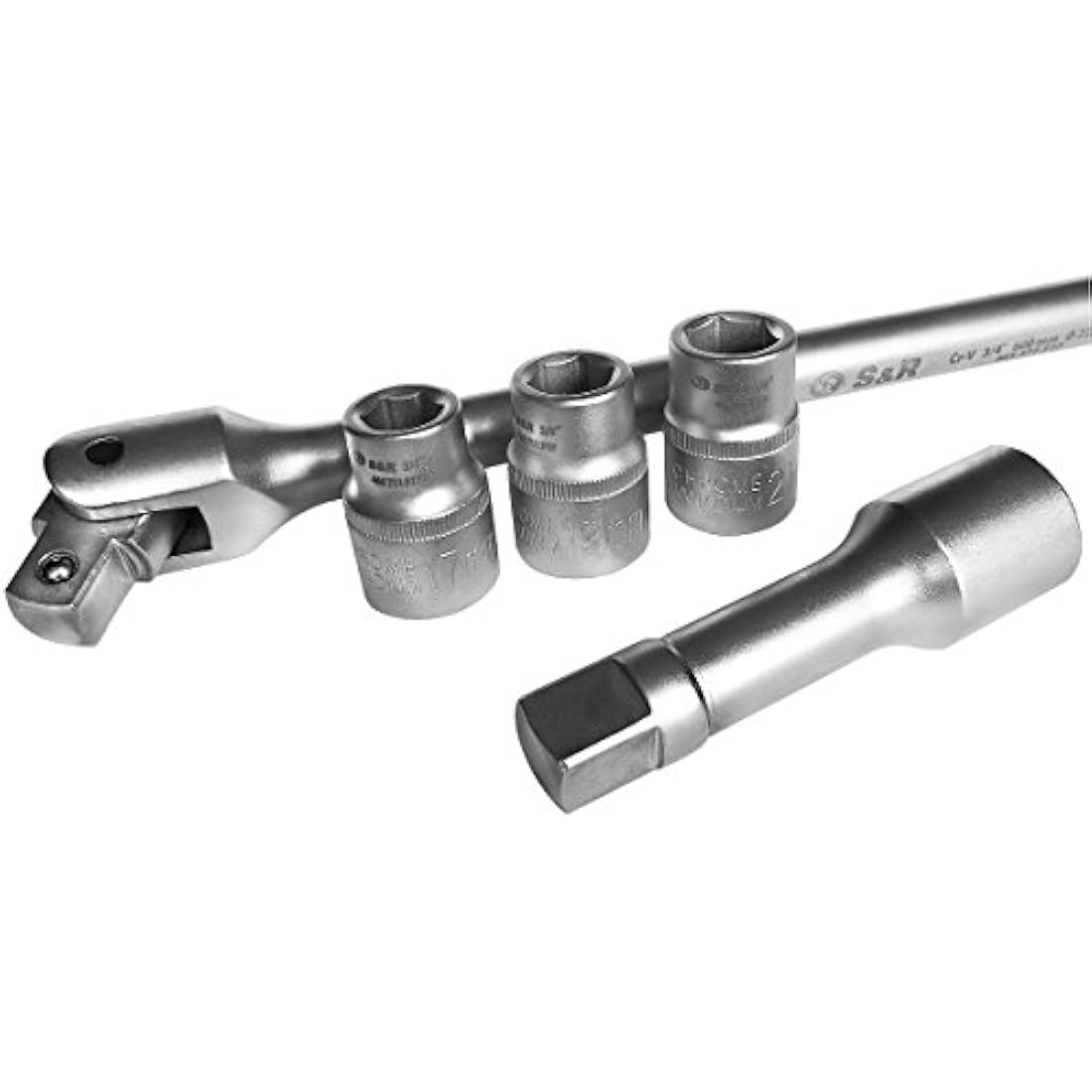 S&R 3/4" Breaker Bar Set – 600mm Flex Handle with 17, 19, 21mm Sockets