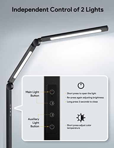 MediAcous LED Desk Lamp – Dual Light Swing Arm Architect Lamp with Clamp