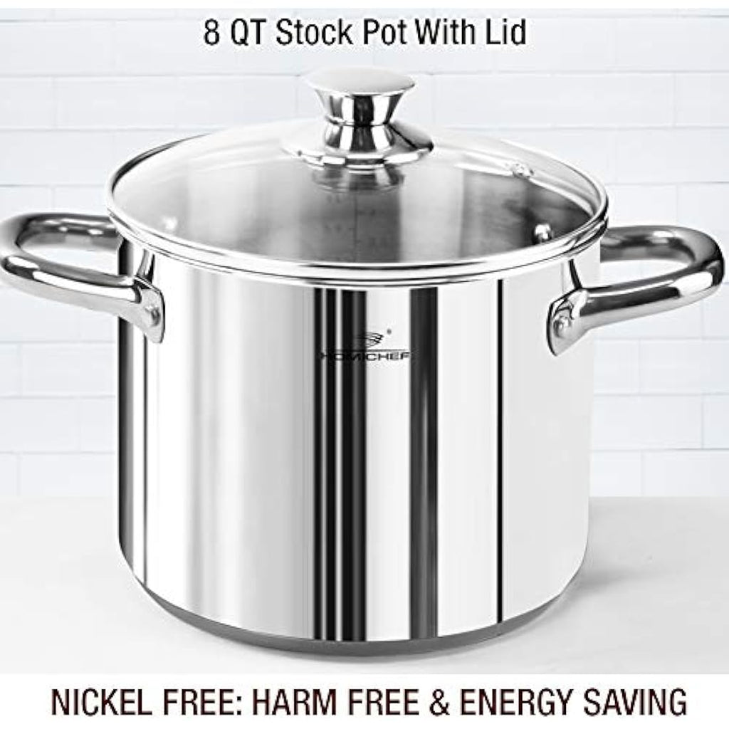 HOMICHEF 14-Piece Nickel Free Stainless Steel Cookware Set | Induction