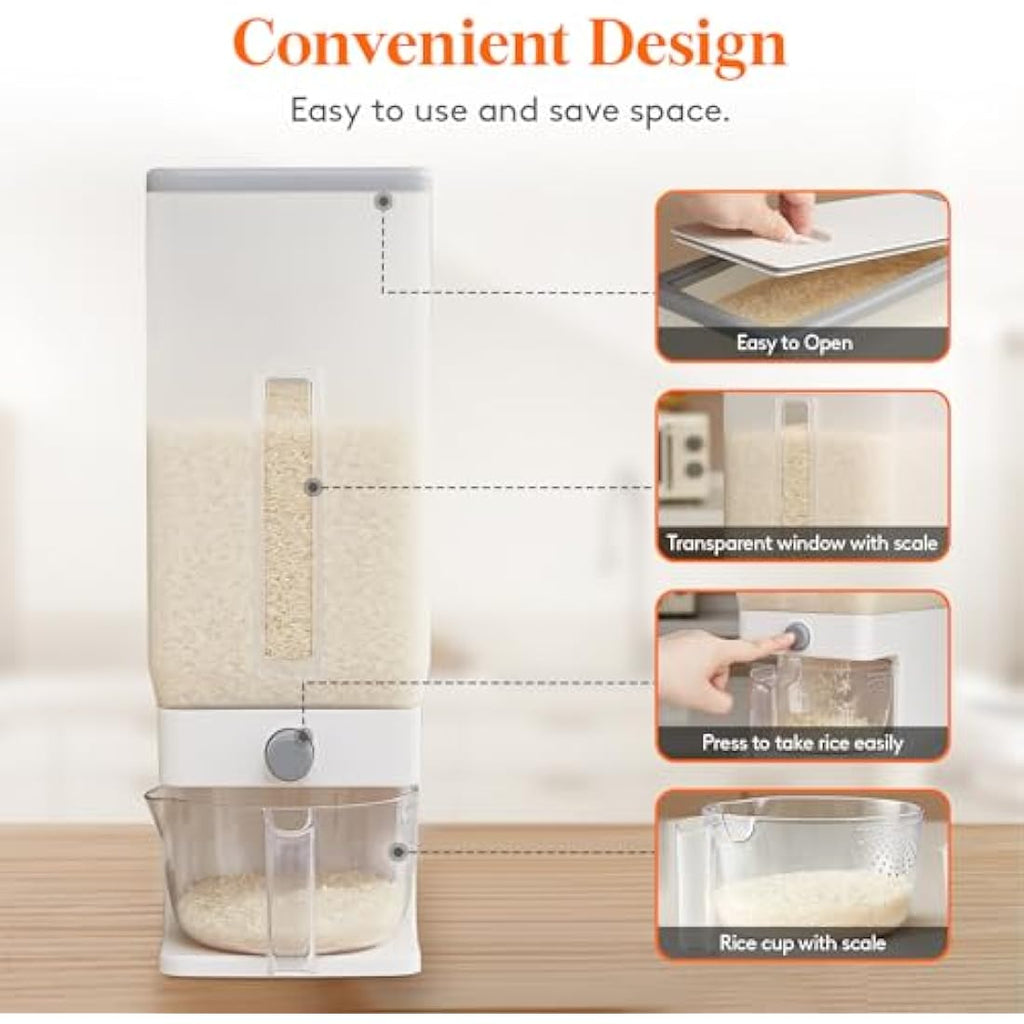 Lifewit Rice Dispenser | 25.4lb Airtight Grain Storage Container