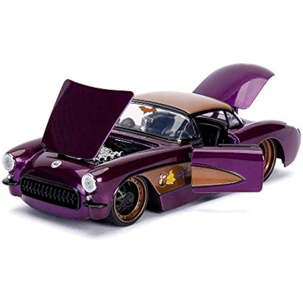 Jada Toys 1957 Chevy Corvette Diecast Car with Batgirl Figure, 1:24 Scale