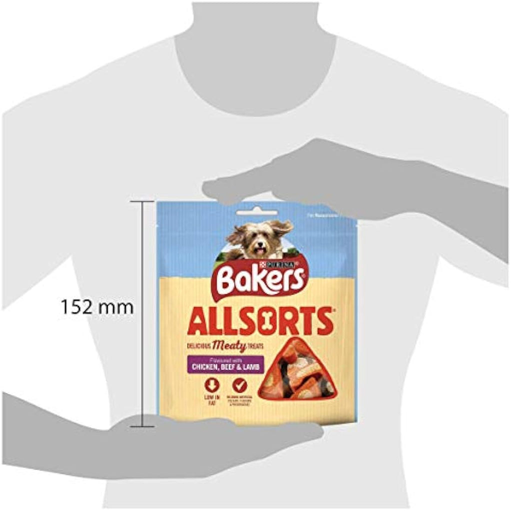 Bakers Allsorts Dog Treats – Chicken, Beef & Lamb Joint Chews (6x98g)