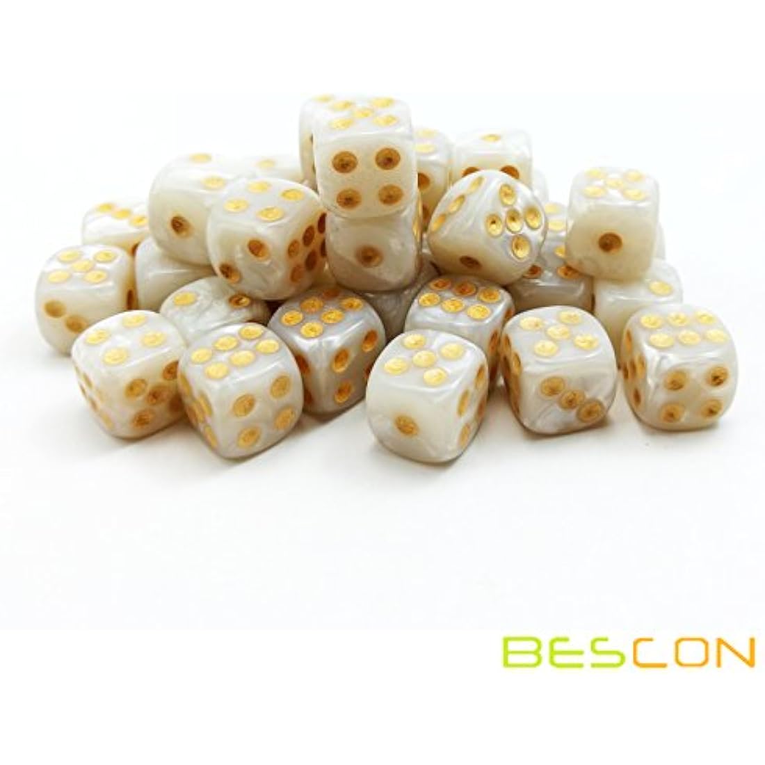 Bescon Marble White 12mm 6-Sided Dice Set | 36 Count Block of D6