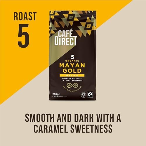 Cafedirect Mayan Gold Organic Ground Coffee – Dark Roast, 6 x 200g