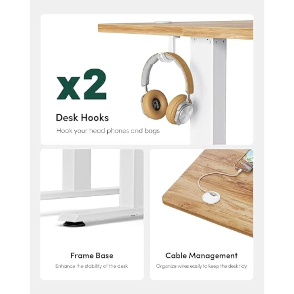 FEZIBO Electric Standing Desk | 60x120cm Light Brown Wood Grain
