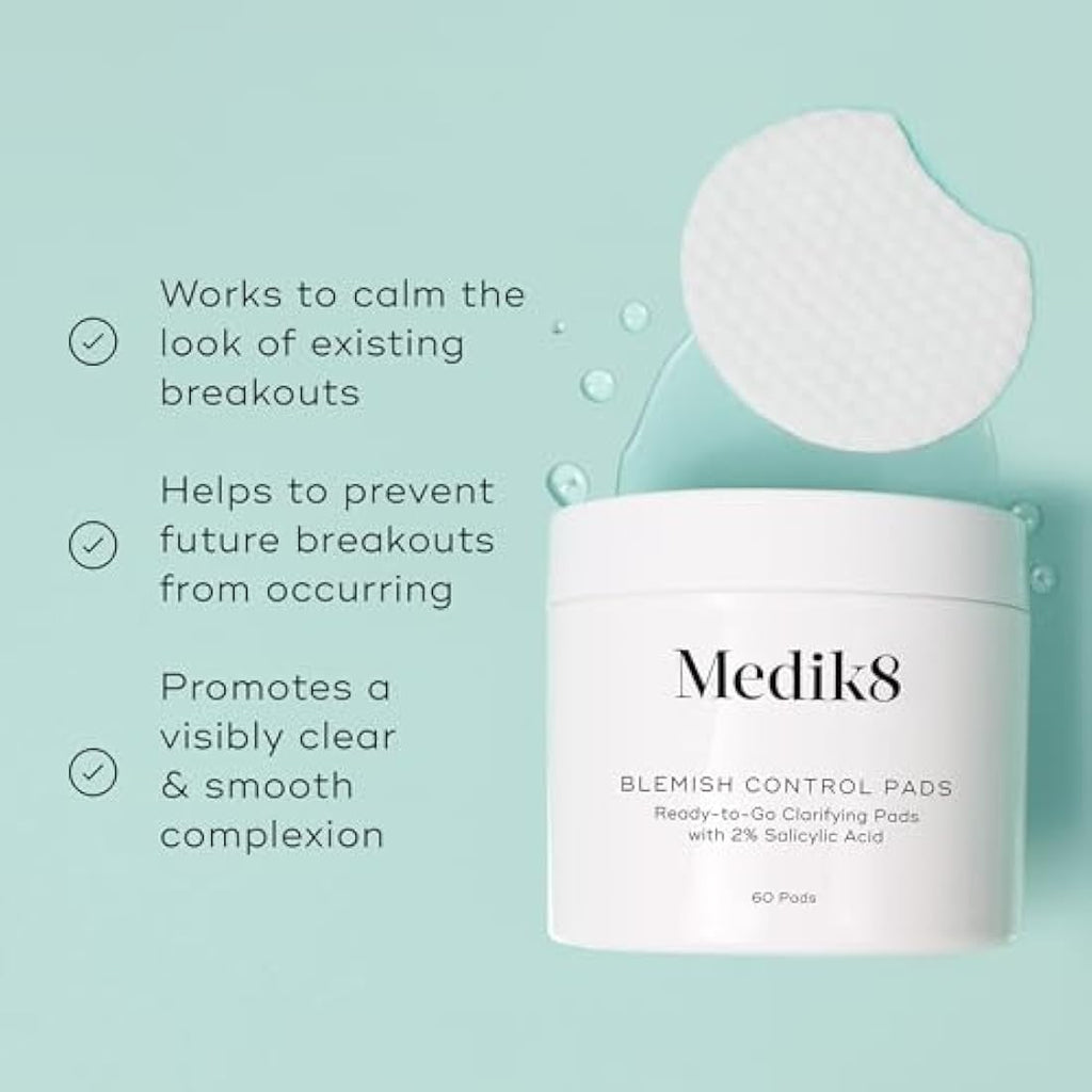 Medik8 Blemish Control Pads – 2% Salicylic Acid Clarifying Pads (60ct)