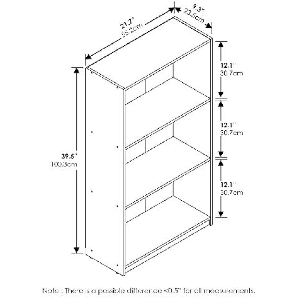 Furinno 3-Tier Bookcase – Modern Composite Wood Storage Shelves