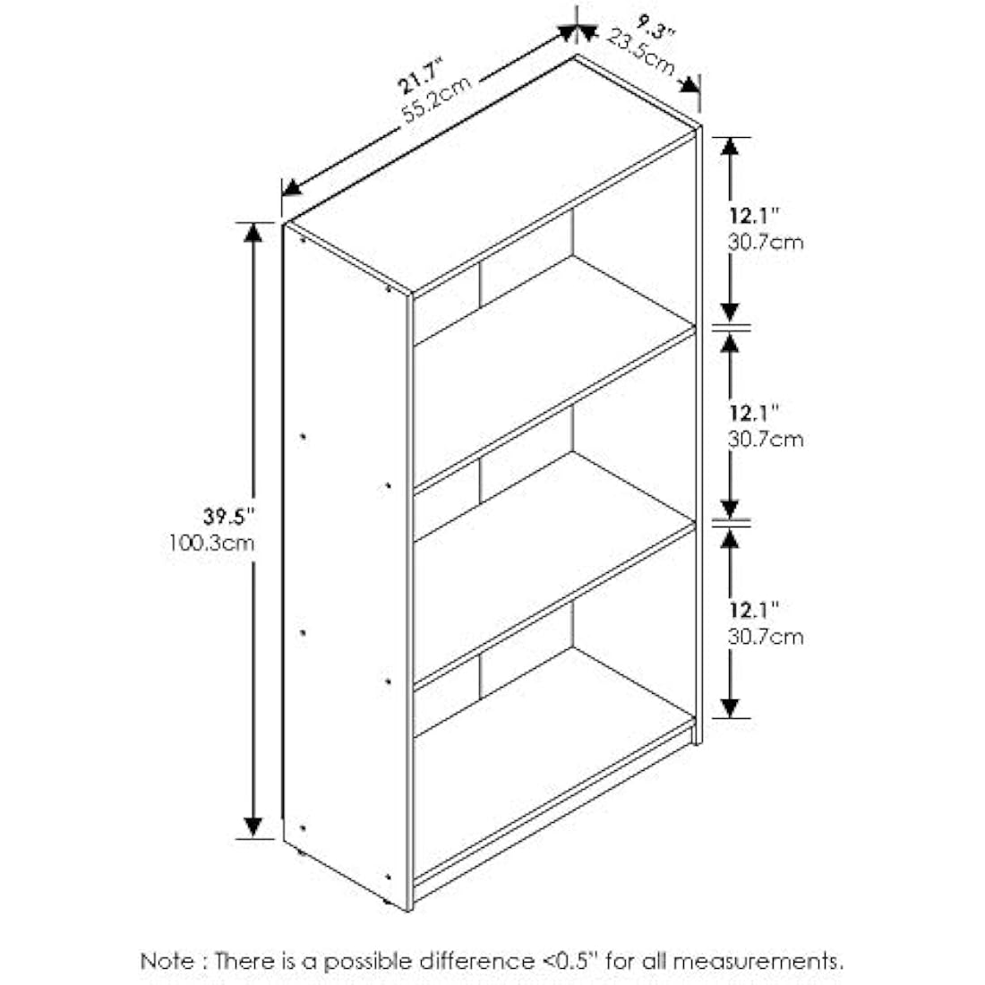 Furinno 3-Tier Bookcase – Modern Composite Wood Storage Shelves