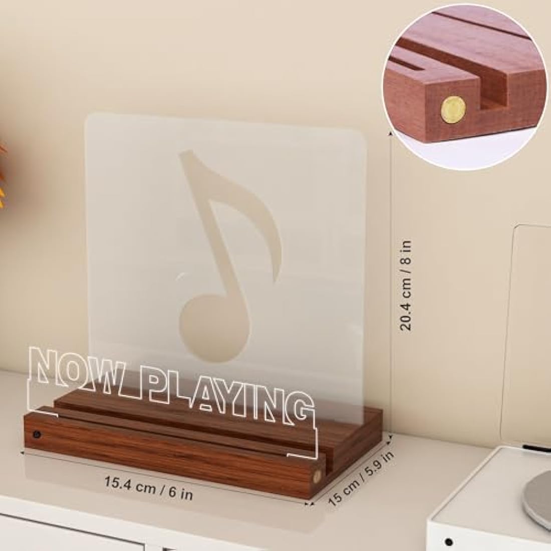 LED Now Playing Vinyl Record Stand – Wooden Album Holder