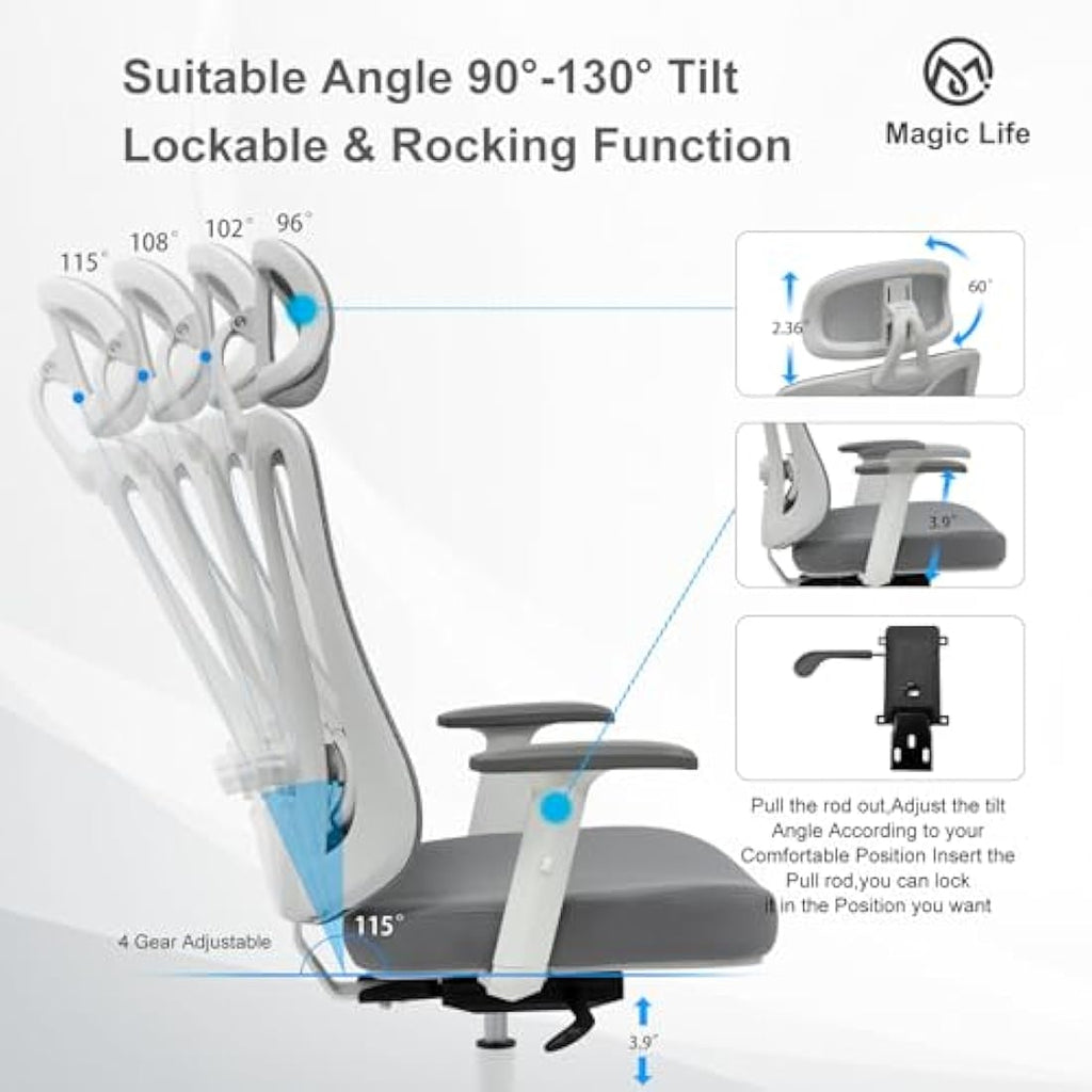 Magic Life Ergonomic Office Chair - Mesh Desk Chair with Lumbar Support